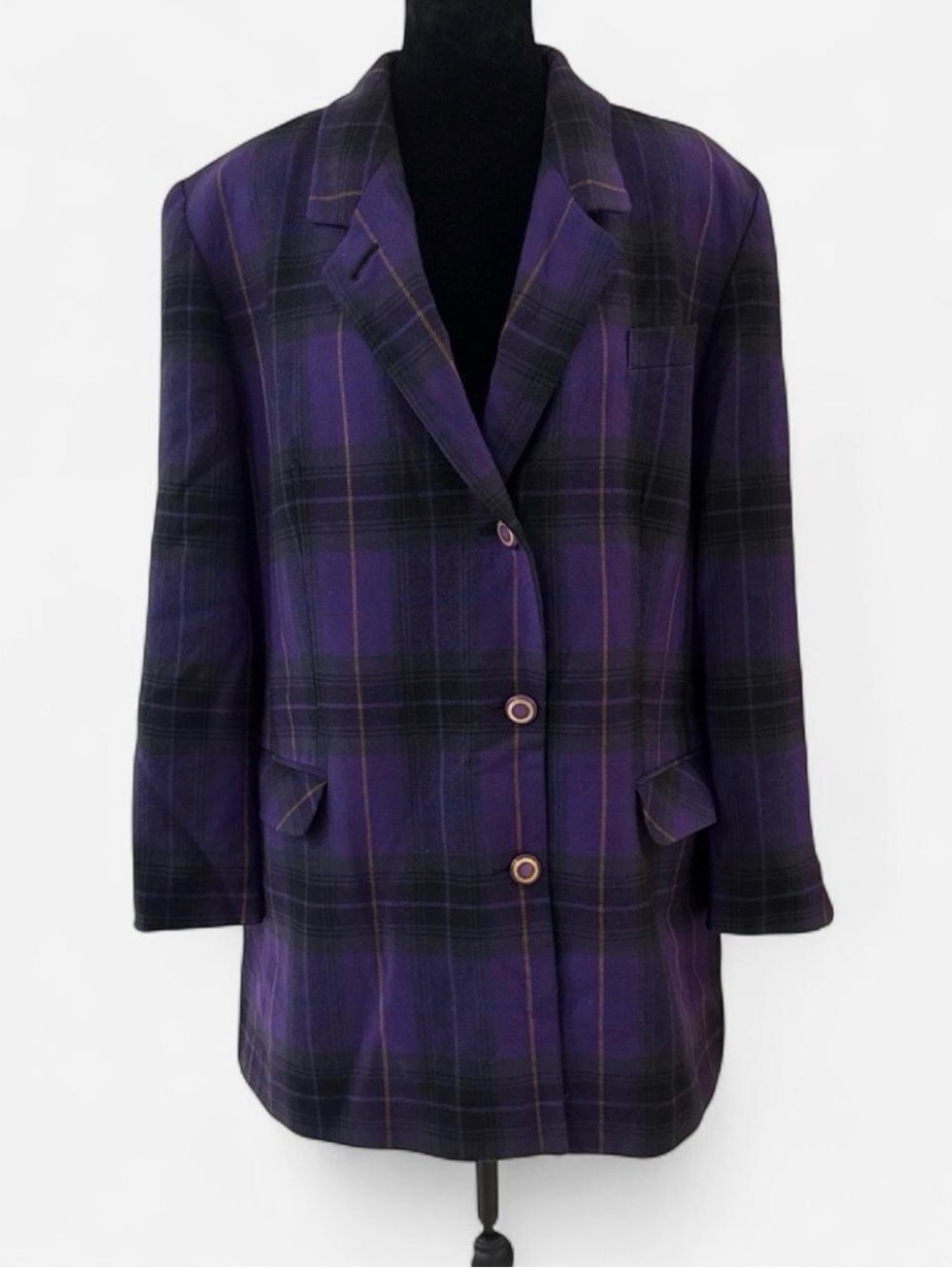 Purple Plaid Women's Blazer Jacket